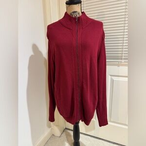 NWT Calvin Klein Red Knit Sweater with zipper size XL